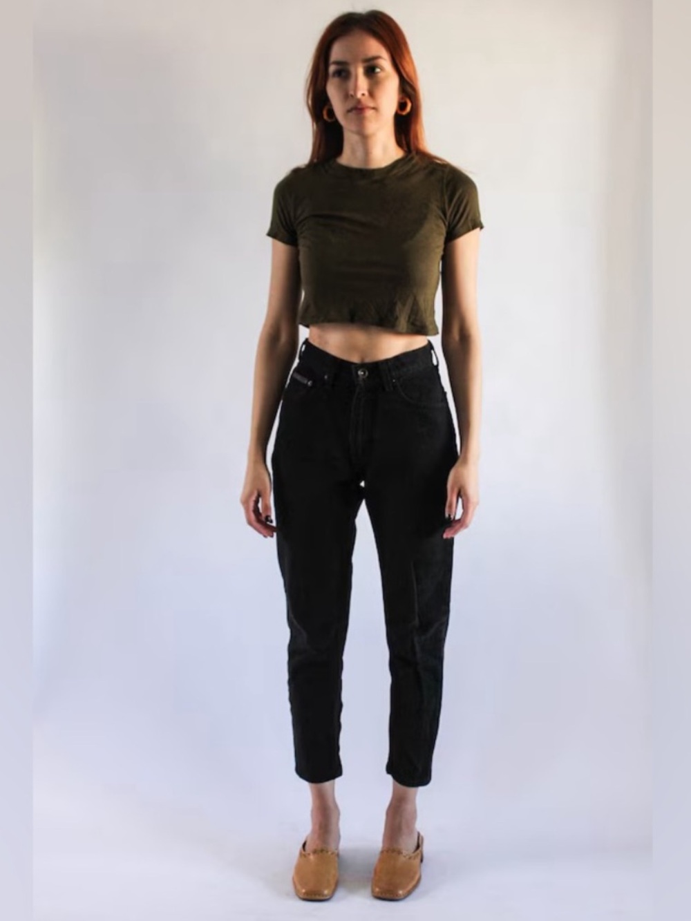 DKNY vintage blsck high waisted 100% cotton jeans - made in the USA